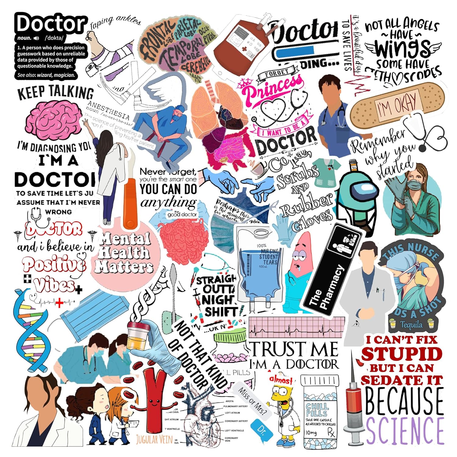 Doctor-Themed Vinyl Stickers