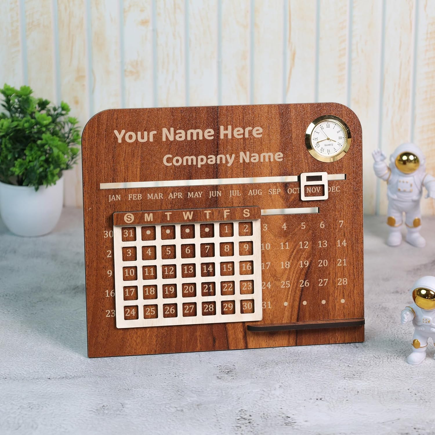 Personalized Wooden Desk Calendar — gift idea for Women's Day