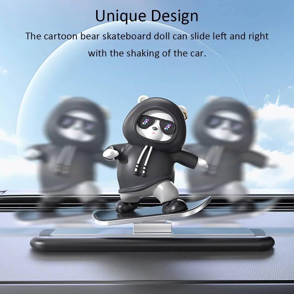 Skateboarding Panda Dashboard Figurine — gift idea for Car Accessories