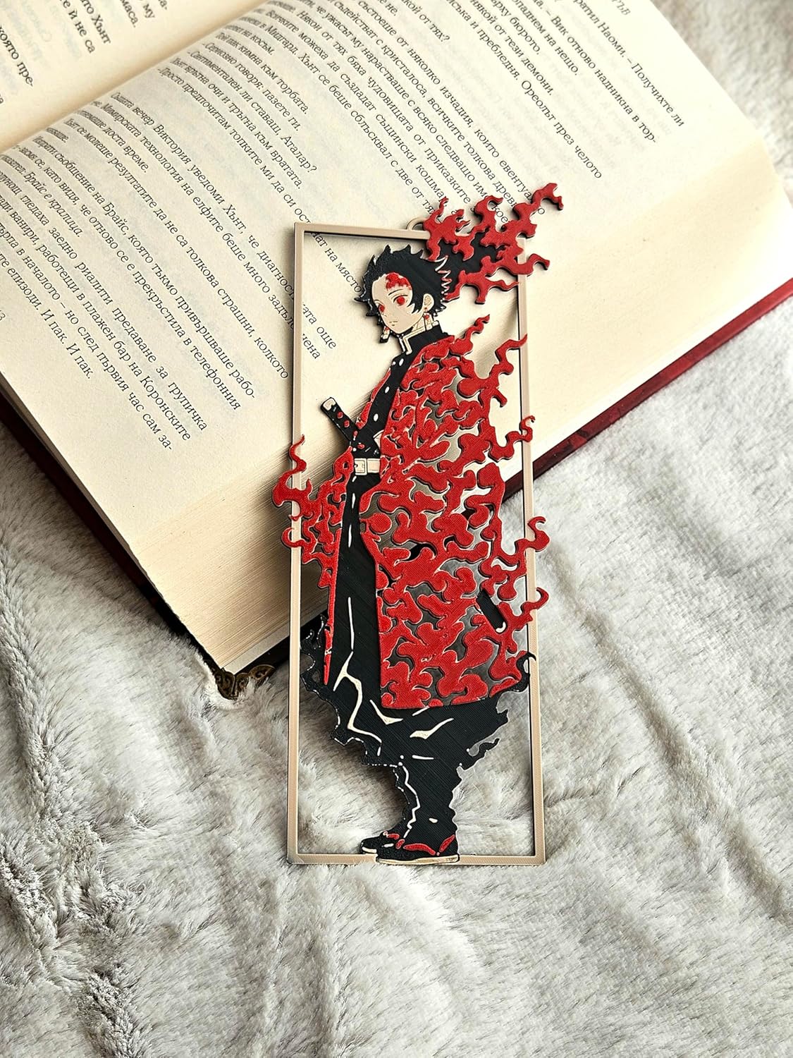 3D Flame Anime Bookmark — gift idea for Anime
